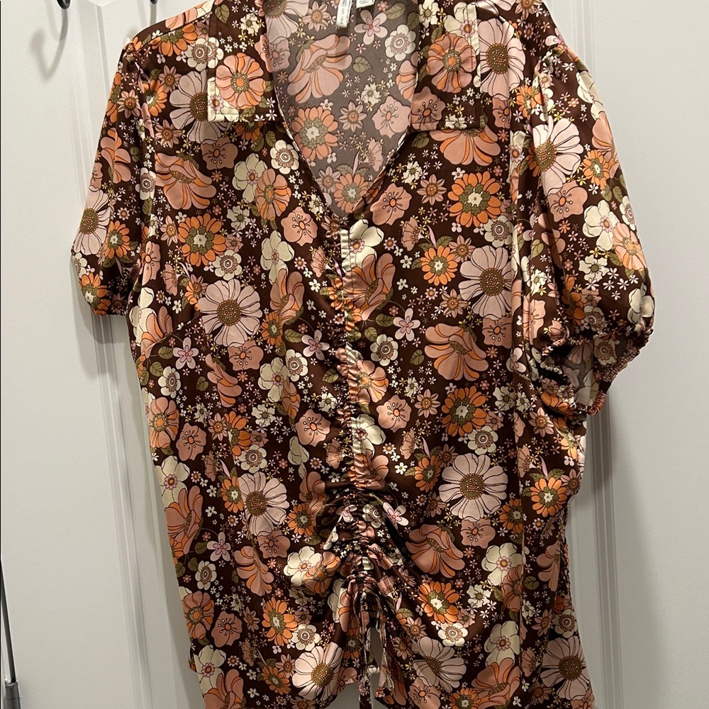 Floral Ruched Blouse